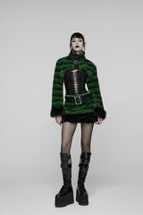 Green Women's Punk Faux Fur Skirt with Belt - Product - 12