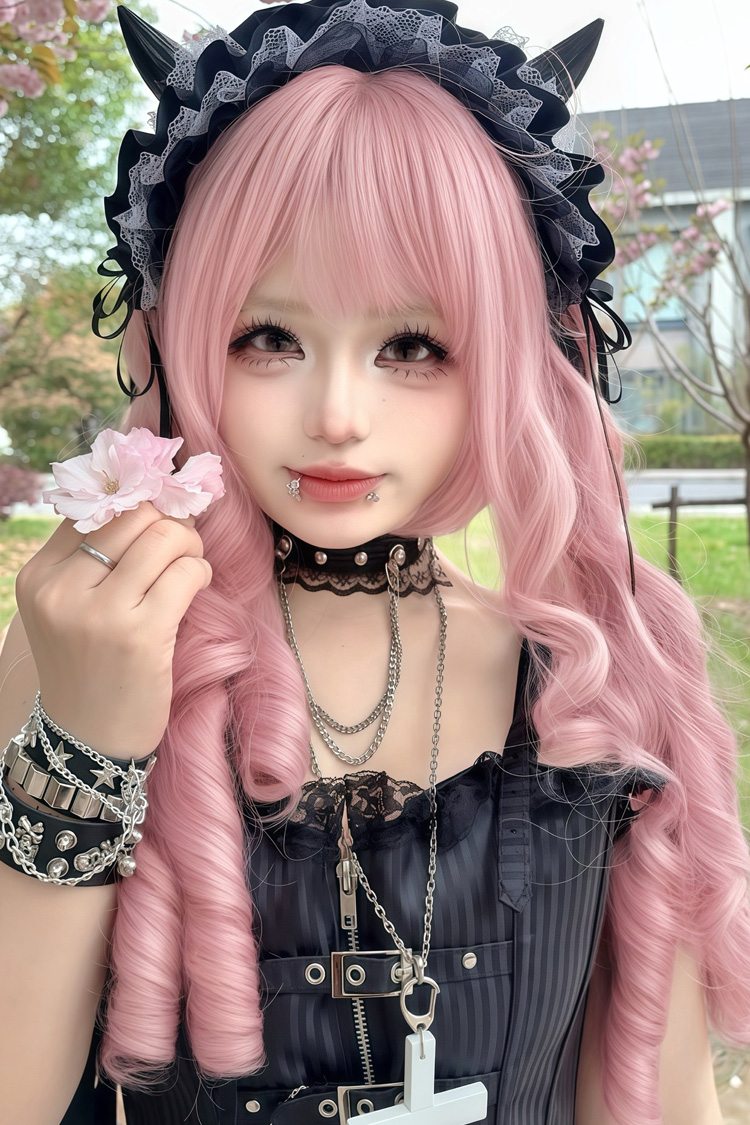 Sweet Lolita Short Roman Curl with Pigtails Wig Set 3 Colors - Product - 3