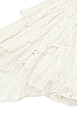 Beige Halter Off Shoulder Lapel Collar Long Flare Sleeves Lace-Up Women's Steampunk Dress - Product - 23
