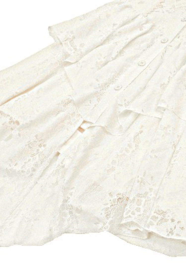 Beige Halter Off Shoulder Lapel Collar Long Flare Sleeves Lace-Up Women's Steampunk Dress - Product - 23