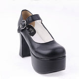 Black PU Round Toe Platform Lolita Shoes - Product - 5