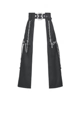 Black Women's Punk Metal Chain Belt Skirt with Straps - Product - 3