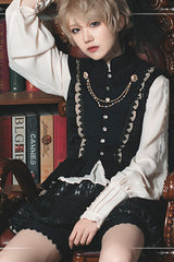 Black Immortal Thorn The Invitation Of The Kingdom Ouji Lolita Vest And Shorts - Product - 2