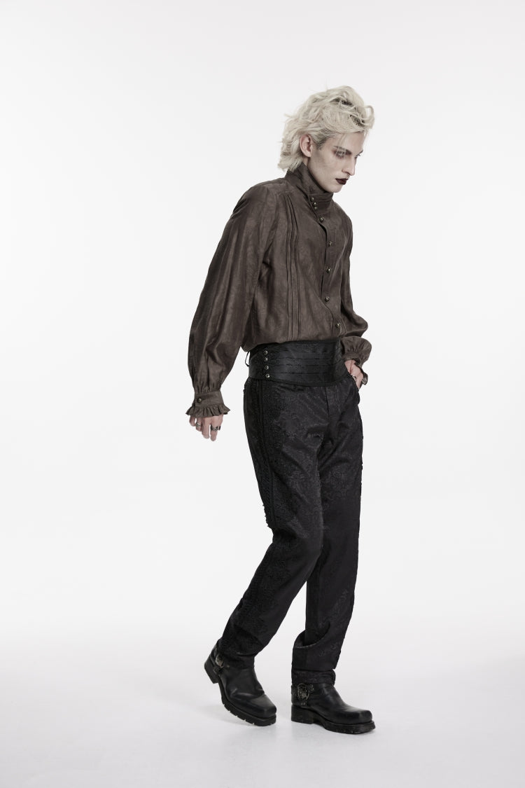 Black Embroidered Pleated Men's Gothic Accessory - Product - 5