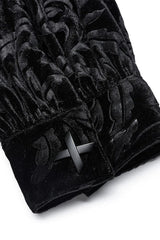Black Stand Collar Floral Print Stitching Mens Gothic Blouse - Product - 8