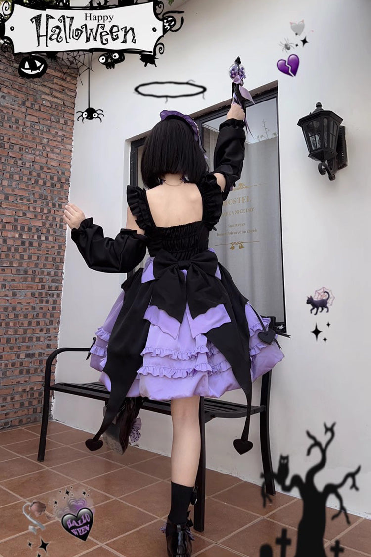 Purple Halloween Starry Night Witch Multi-layer Ruffle Sweet Lolita Jsk Dress - Product - 3