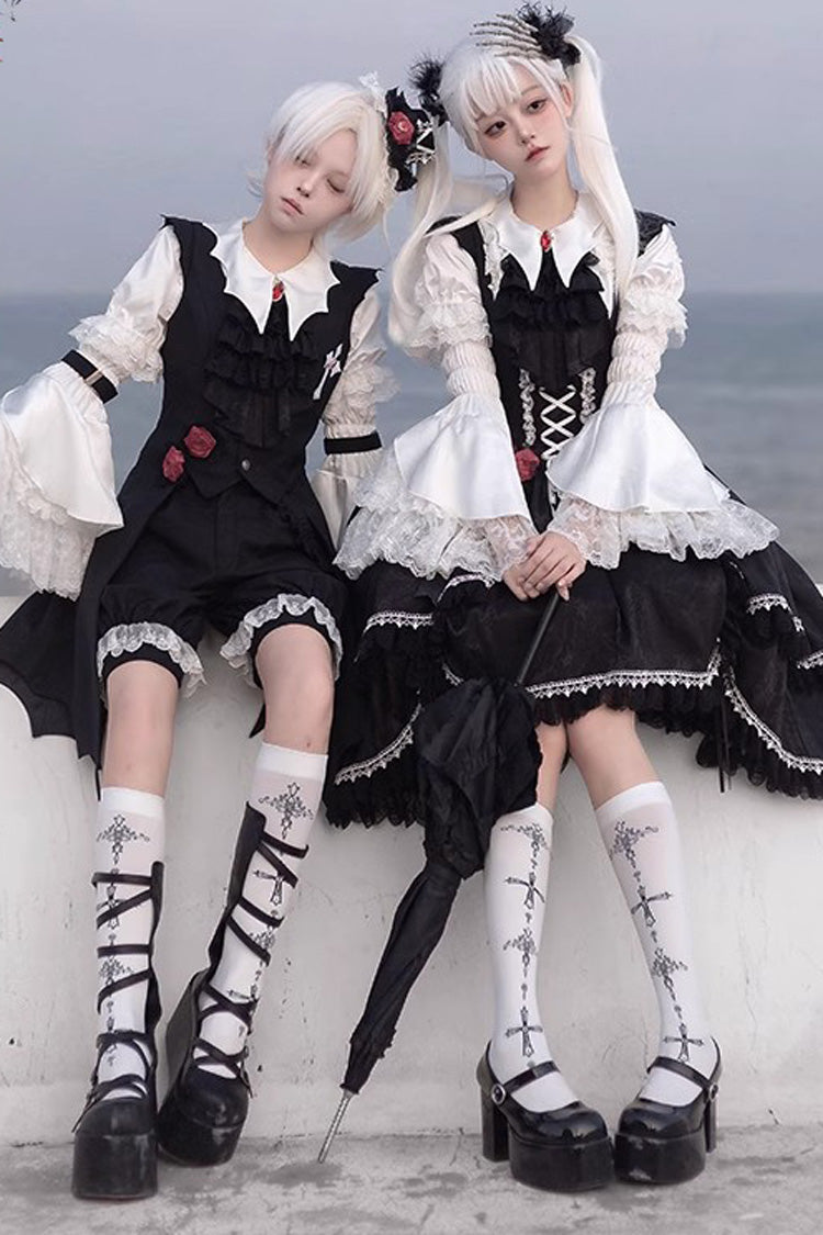 Black [Night Rose] Sleeveless Ouji Prince Handsome Lolita Vest - Product - 10