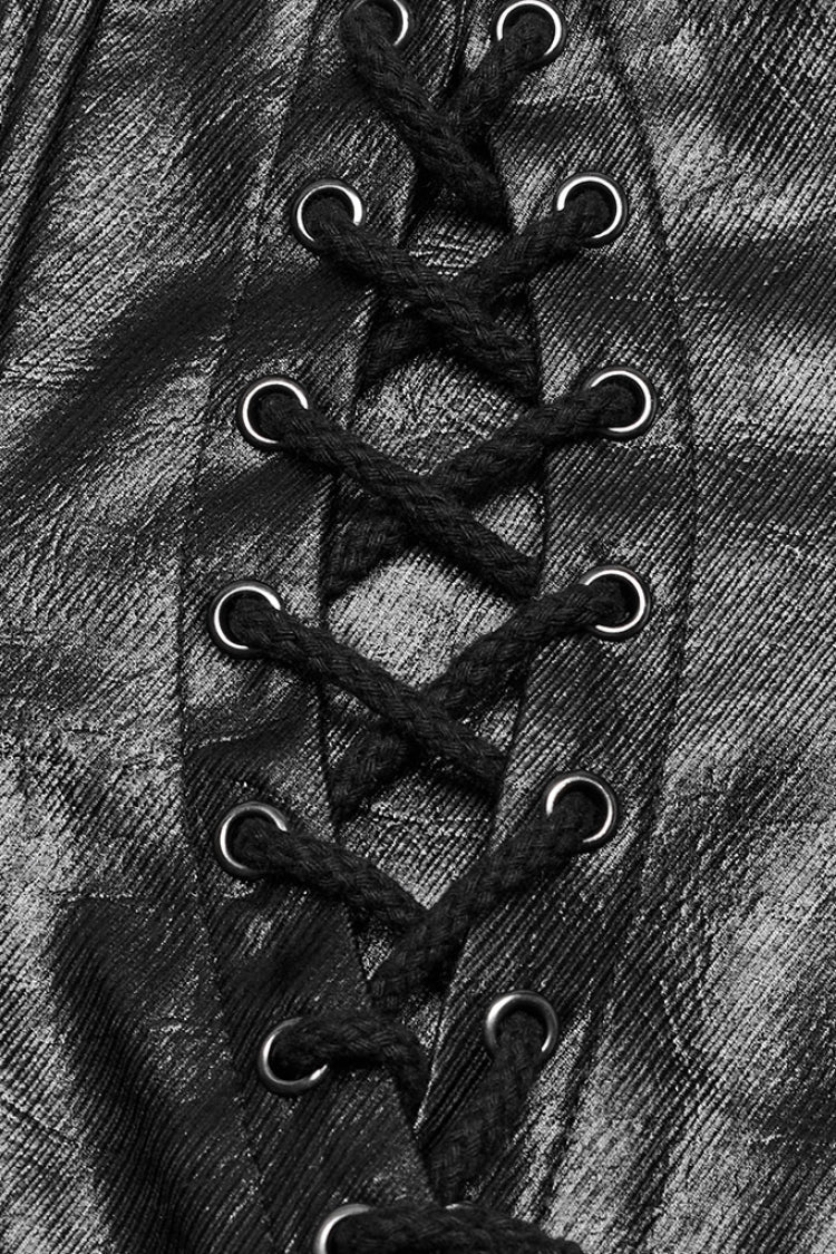 Black Lace-Up Straps Women's Punk Underbust Corset - Product - 7