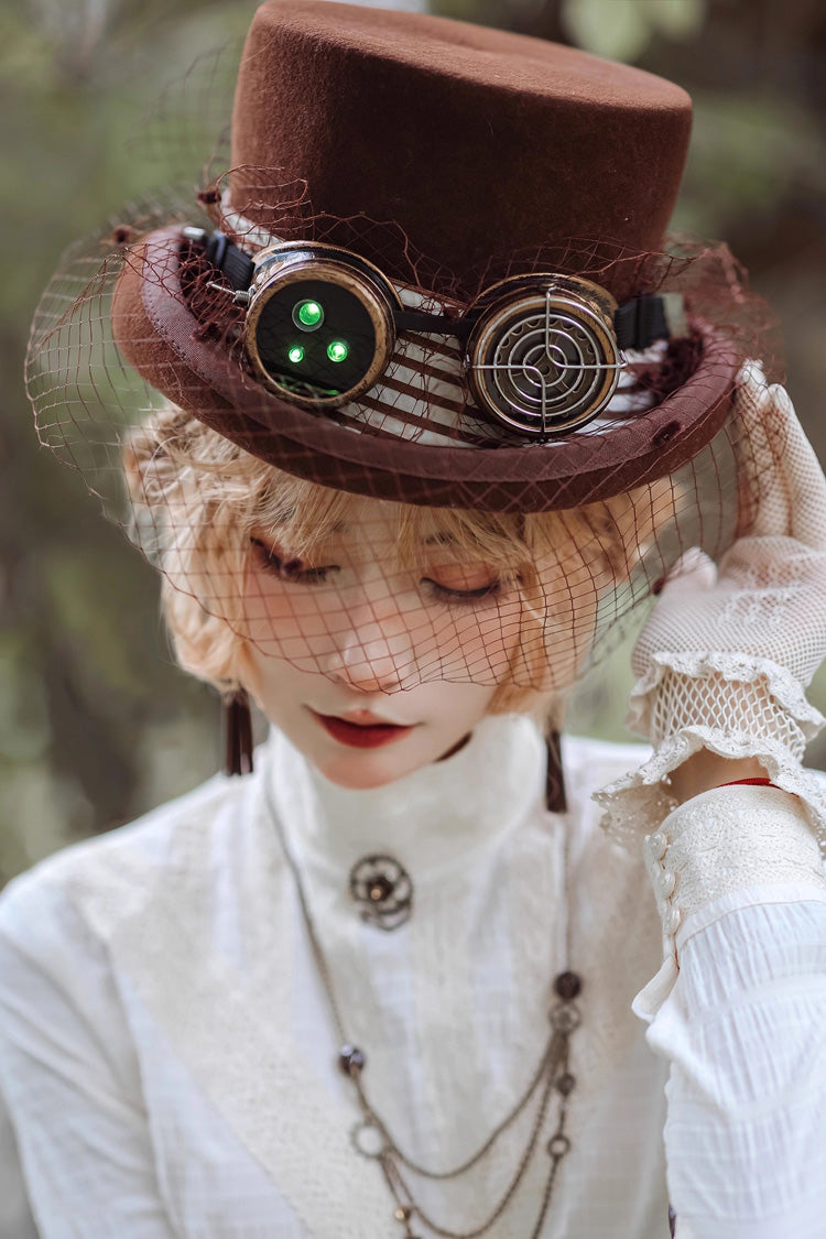 Brown Victorian Style Bowknot Mesh Classic Vintage Ouji Lolita Hat - Product - 3