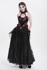 Black Stitching Floral Mesh Women's Gothic Skirt - Product - 10