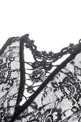 Black Off Shoulder Long Sleeves Women's Gothic Irregular Lace Dress Wedding Dress - Product - 10