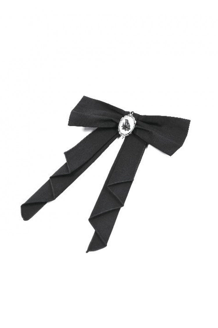 Black/White Vertical Striped Turn-down Collar Ruffled Women's Gothic Blouse with Detachable Tie - Product - 13