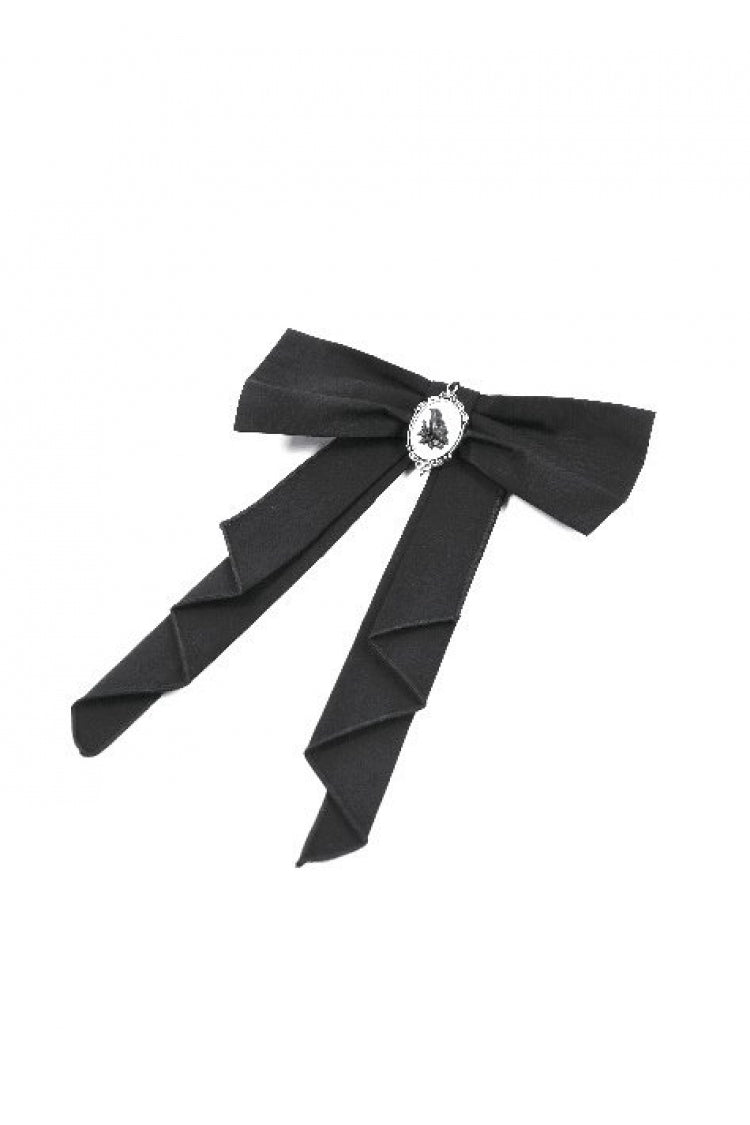 Black/White Vertical Striped Turn-down Collar Ruffled Women's Gothic Blouse with Detachable Tie - Product - 13