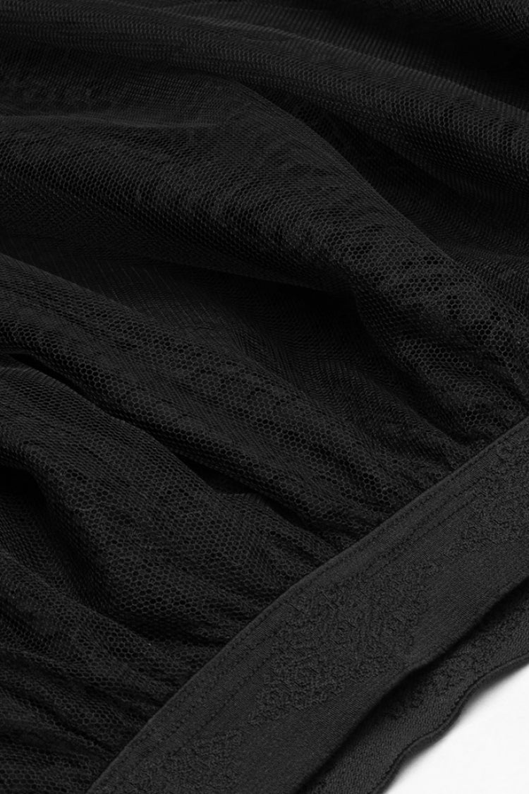 Black Embroidery Lace Asymmetric Hem Women's Gothic Skirt - Product - 6