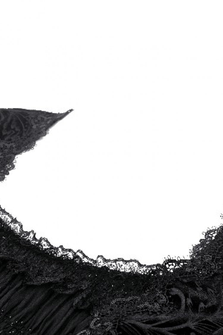 Black Square Collar Long Flared Sleeves Multi-Layered Lace Trim Lace-Up Women's Gothic Velvet Dress - Product - 13