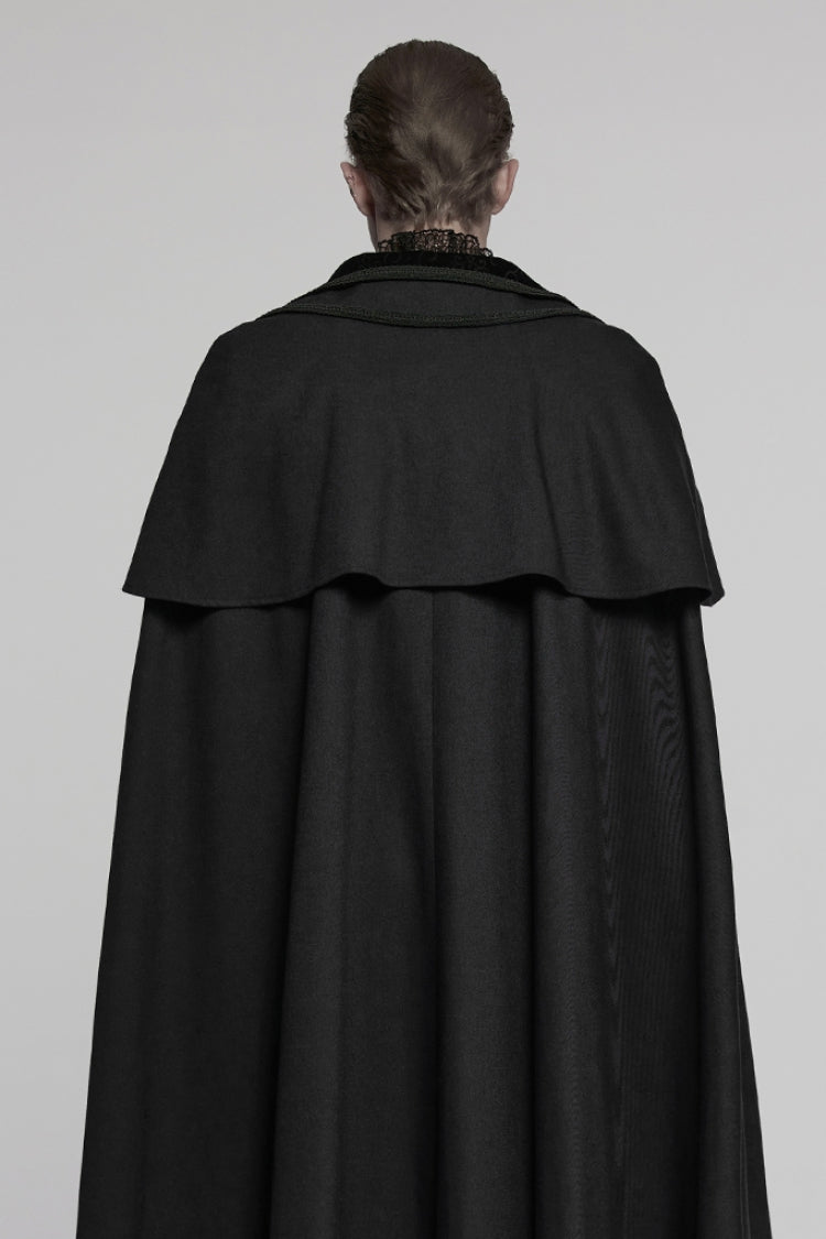 Black Stand Collar Long Sleeves Embroidery Men's Gothic Frog Witchy Coat - Product - 4