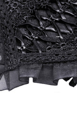 Black Ruffled Floral Embroidered Lace-Up Women's Gothic Corset - Product - 13