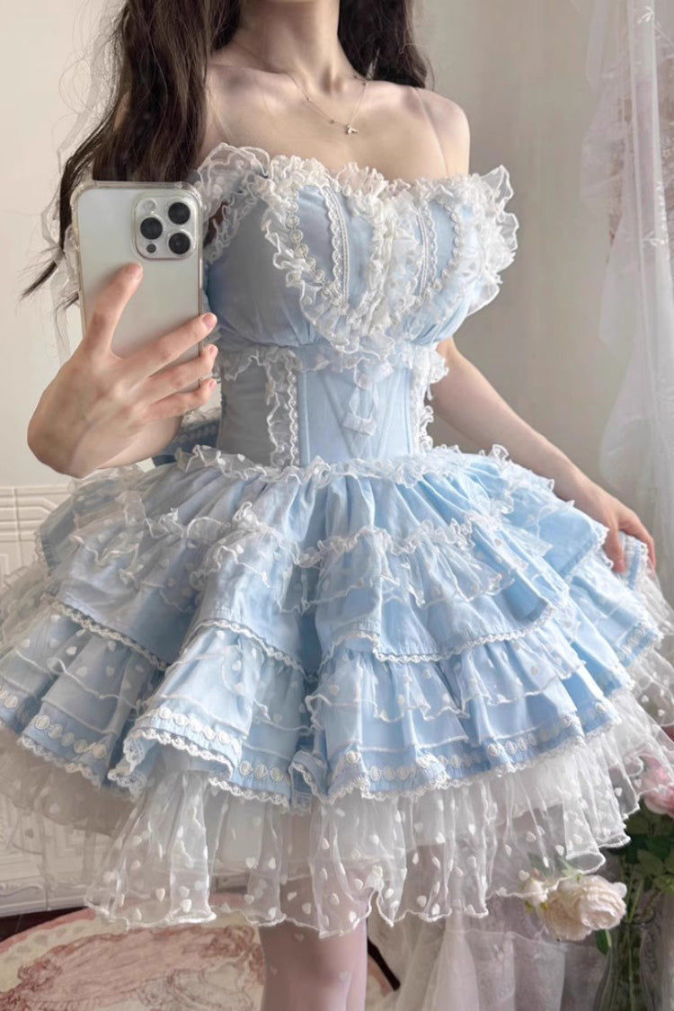 Blue Pray, mehrlagige Rüschenspitze, süße Prinzessin (Kleid einzeln), Detailansicht 3