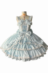 [Grisha] Sleeveless Triple-Layered Ruffle Cardigan Bowknot Lace Sweet Plus Size Lolita Jsk Dress 3 Colors - Product - 4