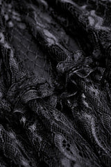 Black Long Puff Sleeves Spliced Lace Lace-Up Women's Gothic Vintage Velvet Wedding Dress - Product - 18