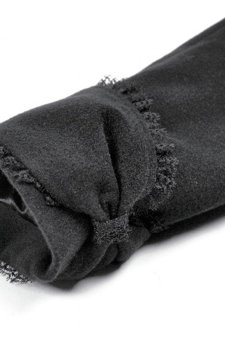 Black Floral Embroidered Peter Pan Collar Long Sleeves Bowknot Women's Gothic Coat - Product - 17