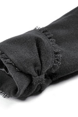 Black Floral Embroidered Peter Pan Collar Long Sleeves Bowknot Women's Gothic Coat - Product - 17