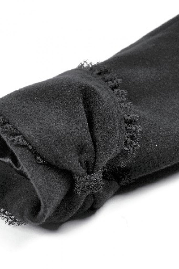 Black Floral Embroidered Peter Pan Collar Long Sleeves Bowknot Women's Gothic Coat - Product - 17