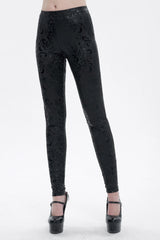 Black Stretch Pentagram Knit Special Print Women's Gothic Leggings - Product - 2