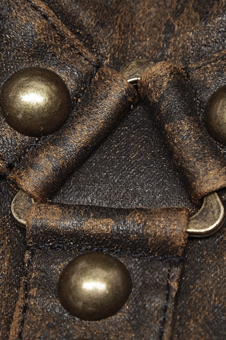 Metal Buckle PU Leather Men's Steampunk Gloves 2 Colors - Product - 5