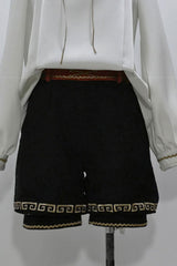 [Cangzhu] Stand Collar Long Sleeves Embroidered Asymmetric Classic Chinese Inspired Vintage Ouji Lolita Shorts Set - Shorts(Only) - 18