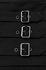 Black Adjustable Waist Irregular Metal Buckle Women's Steampunk Skirt - Product - 8