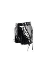 Black Stretch Shiny Panel Diamond Mesh Sexy Women's Gothic Shorts - Product - 7