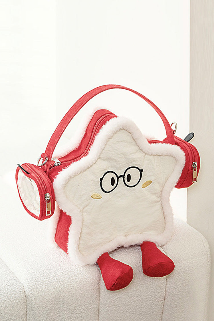 Red/White Headphone Star Cartoon Embroidered Sweet Lolita Backpack Ita Bag - Product - 2