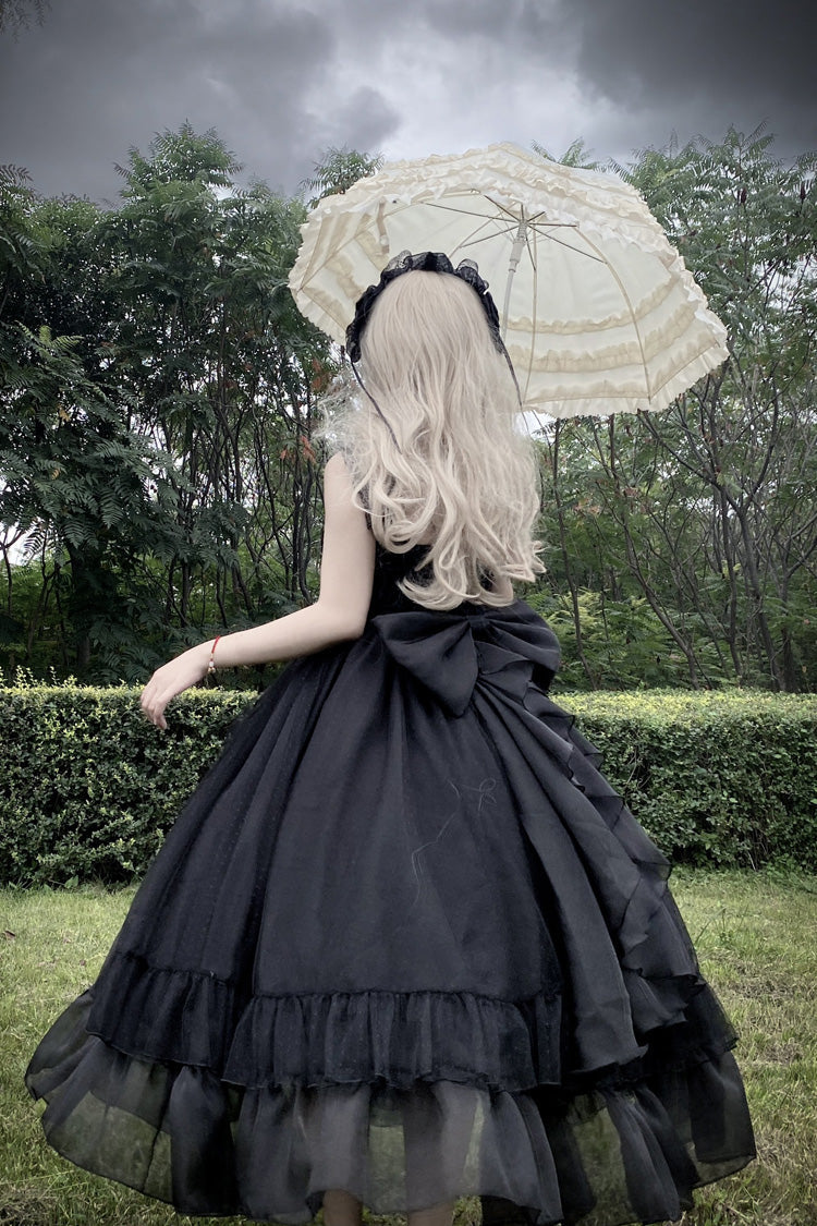Black [Moonlight Sonata] Ruffle Cardigan Bowknot Lace Gothic Vintage Lolita Jsk Dress - Product - 3
