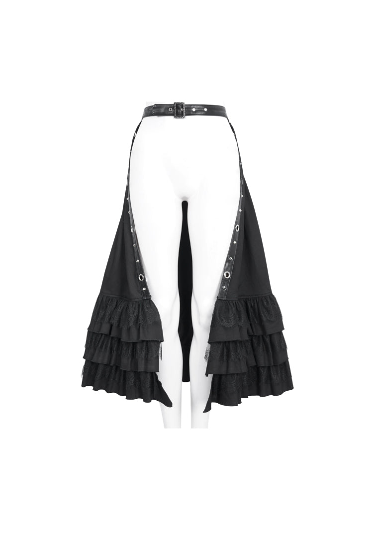 Black Ruffle Matching Belt Womens Gothic Skirt - Product - 6