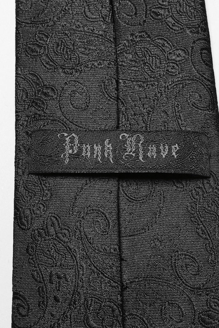 Black Cross Spike Print Embroidery Men's Gothic Tie - Product - 8