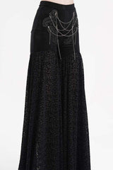 Black Chain Jacquard Floral Hollow Lace Women's Gothic Pants - Product - 10