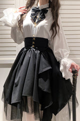 Black Irregular Mesh Gothic Japanese Lolita Skirt - Product - 5