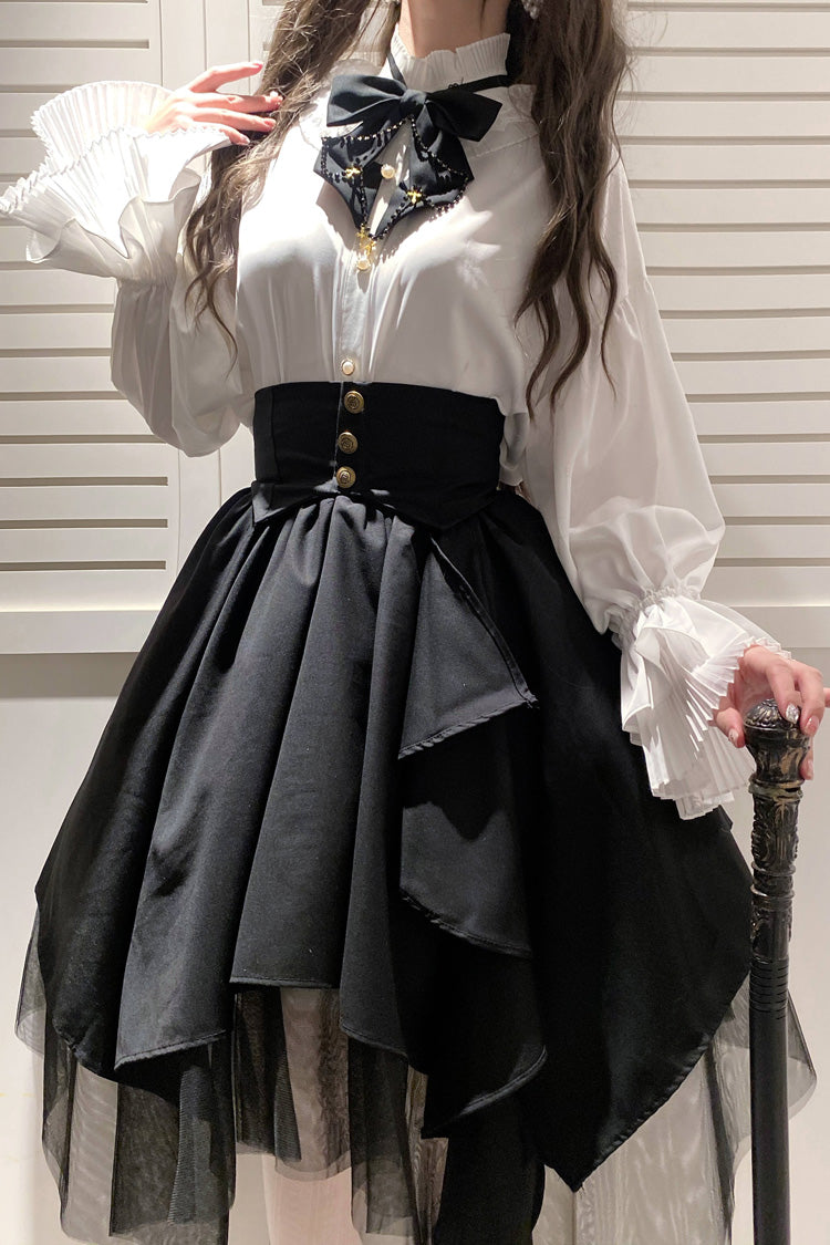 Black Irregular Mesh Gothic Japanese Lolita Skirt - Product - 5