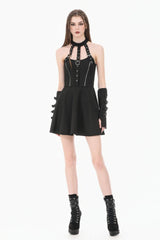 Black Buckled Zippered Women's Punk Halterneck Dress - Product - 13