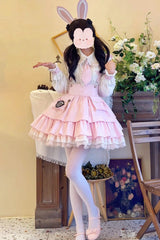 Officer Rabbit Multi-layer Ruffle Sweet Lolita Strap Dress 4 Colors - Product - 8