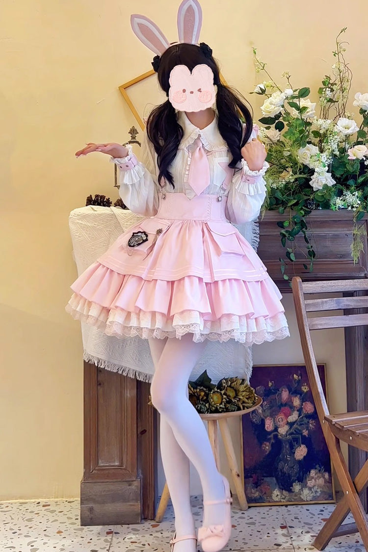 Officer Rabbit Multi-layer Ruffle Sweet Lolita Strap Dress 4 Colors - Product - 8