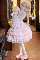 Pink [Little Lovetine] Multi-Layered Ruffle Bowknot Lace Sweet Gorgeous Lolita Jsk Dress - Product - 4