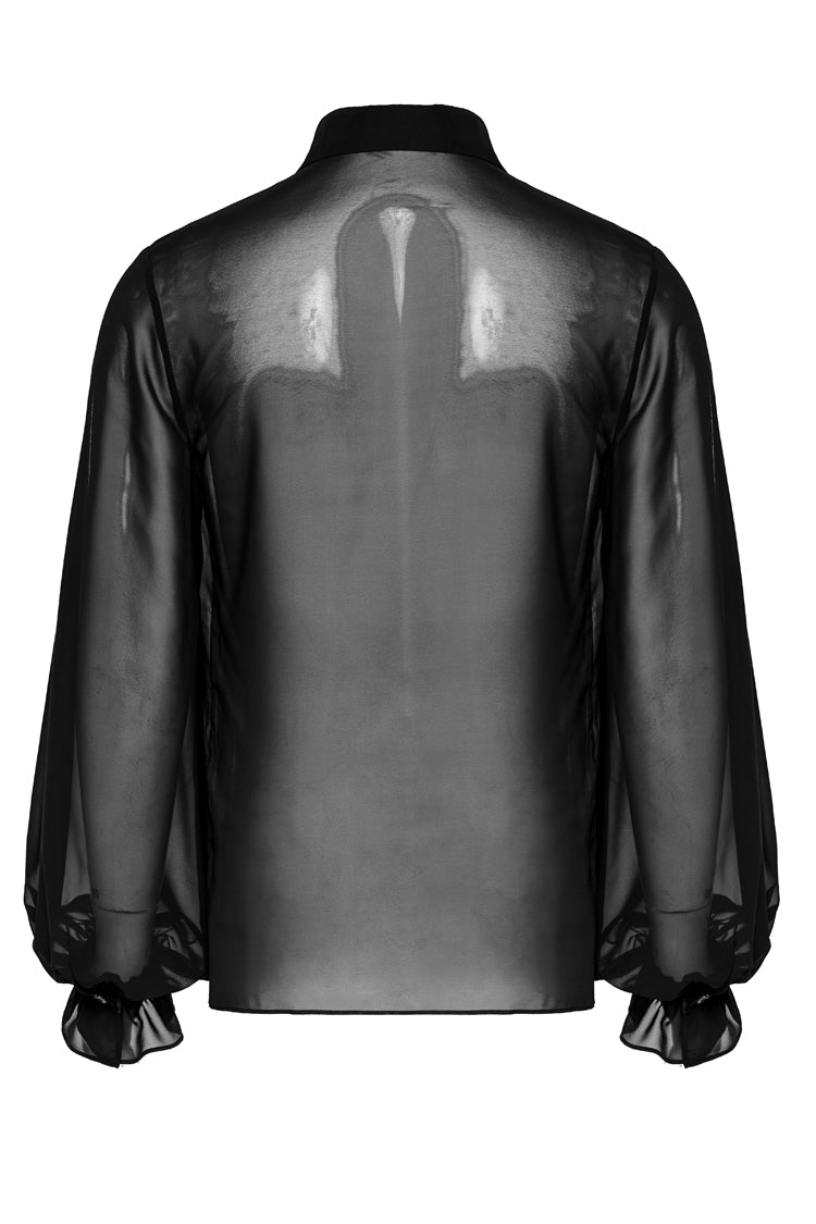 ブラック ラペルカラー Sheer メンズ ゴシック ブラウス 商品画像