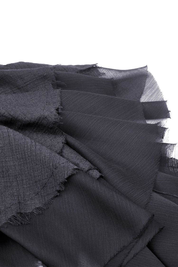 Black Multi-Layered Irrgular Hem Women's Punk Tasseled Skirt - Product - 17