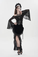 Black Crochet Lace-Up Slim Zippered Women's Gothic Accessory Zip Girdle - Product - 4