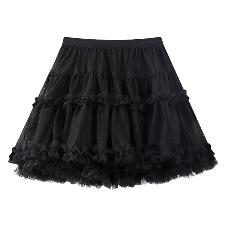 Sweet High Waisted Ruffle Princess Lolita Petticoat 7 Colors - Black - 2