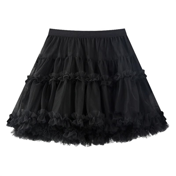 Sweet High Waisted Ruffle Princess Lolita Petticoat 7 Colors - Black - 2