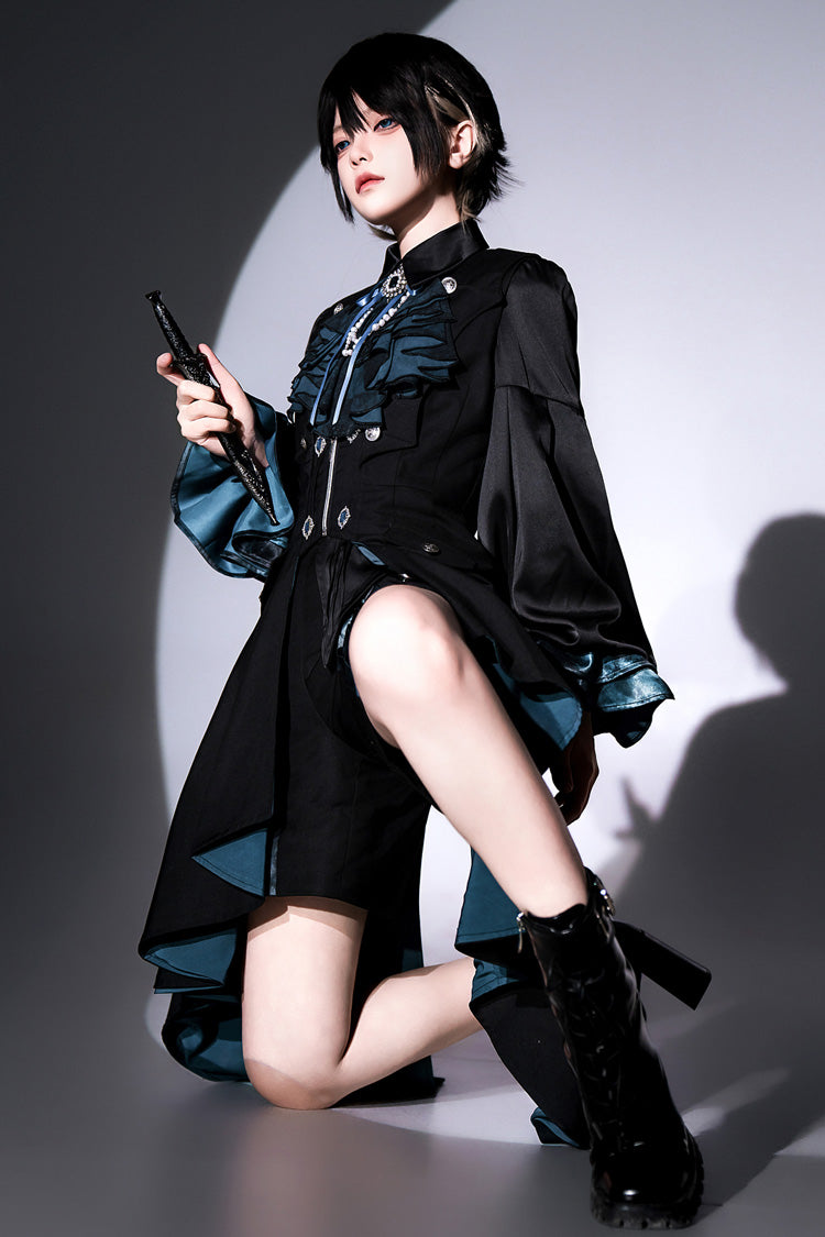 Black [Deep Music] Long Sleeves Gothic Elegant Ouji Lolita Four-piece Set - Product - 5