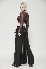 Black Buckled Zippered Women's Punk Side Slit Long Skirt - Product - 11